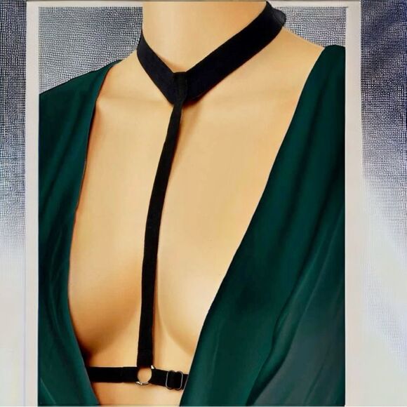 Men’s Chest Harness l Black w/ Silver O-ring Hardware l New - Picture 6 of 6